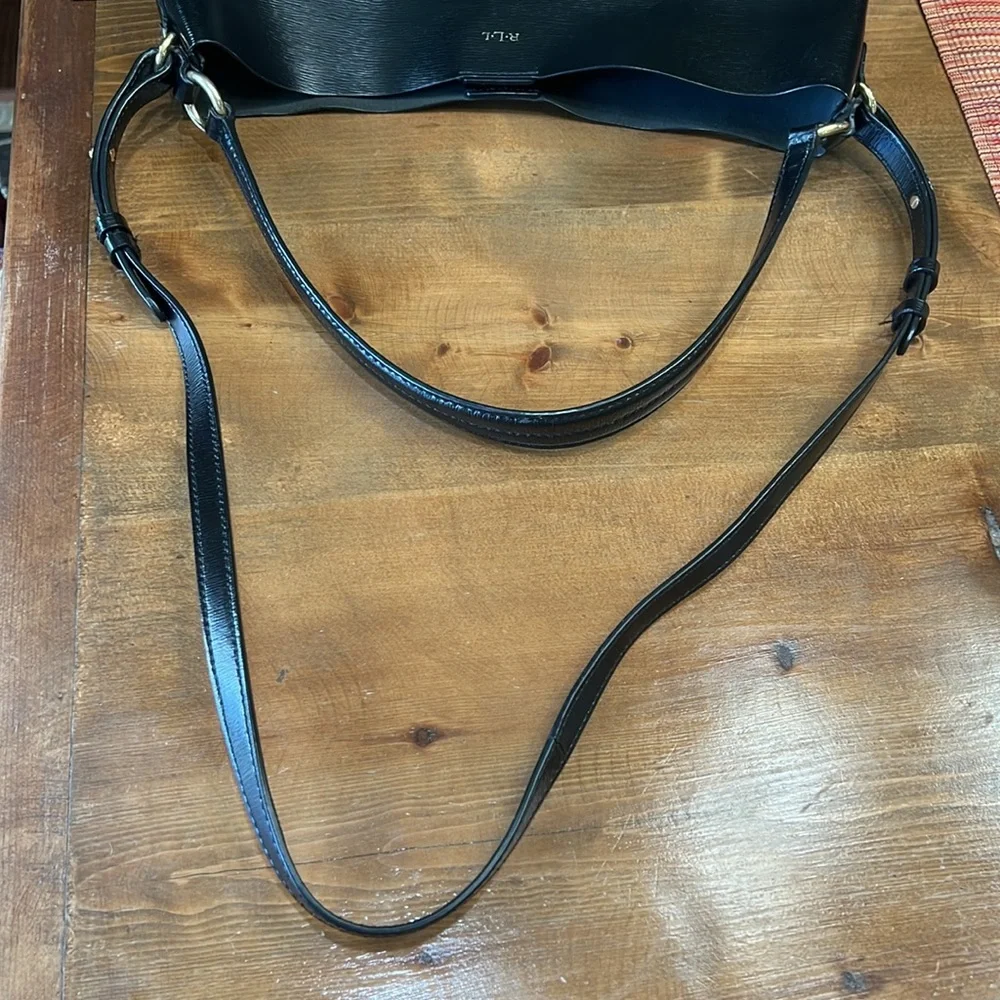 Ralph Lauren, black, leather hobo purse with 2 handles - Picture 8 of 10